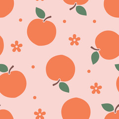 Orange Peach with Floral Dot Delight on Orange Background