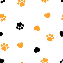 Paw Print and Heart Pattern