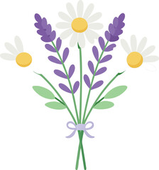 Charming country style bouquet daisies lavender vector illustration eps scalable art