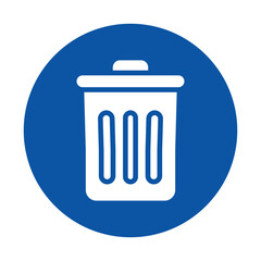 Simple and Clean Trash Can Icon on Blue Circular Background