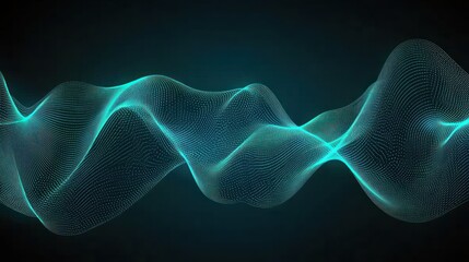 Dynamic wave pattern with glowing blue lines in a dark background