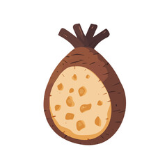 Icon clipart, Minimalistic 2D flat icon featuring a whole taro root isolated on a white background, an element in vector and EPS format. clean vector design, simple illustration style