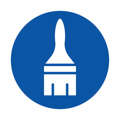 Simple Blue Circle Logo with White Paint Brush Icon for Creative Designs