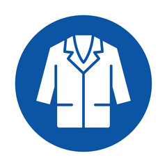 Minimalist Illustration of White Suit on Blue Circle Background