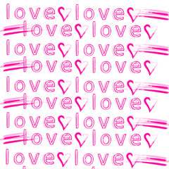 Seamless grunge pattern pink love with hearts lettering svg vector