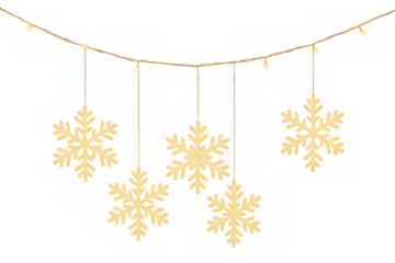 Gold snowflakes hanging lights christmas winter decoration transparent