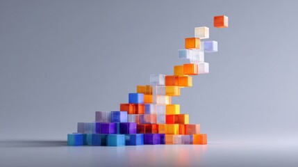 abstract composition of colorful blocks forming upward graph, symbol of startup growth and innovation