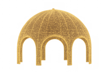 Golden glowing dome structure with arches