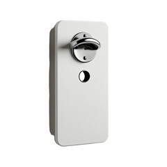 White door handle, keyhole, opener, studio shot, isolated background, home security