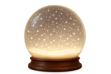 Snow globe with illumination and sparkling snow transparent background
