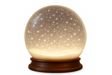 Snow globe with illumination and sparkling snow transparent background