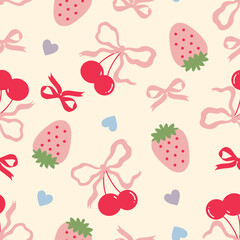Strawberry, Cherry, and Bow Pattern