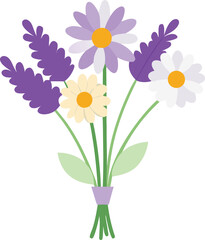 Rustic bouquet vector illustration daisies lavender buttercup floral design scalable eps