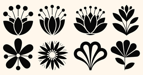 Obraz premium Art Nouveau Flower Plant Element Symbol, Vintage 1920‑1930 Motif Design Isolated, Elegant Botanical Ornament for Decor, Branding, Emblem, Illustration, Heritage Style Decorative Artwork Project