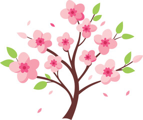 Spring cherry blossom bouquet vector illustration delicate pink flowers scalable eps