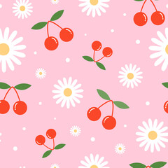 Sweet Cherry and Daisy Pattern