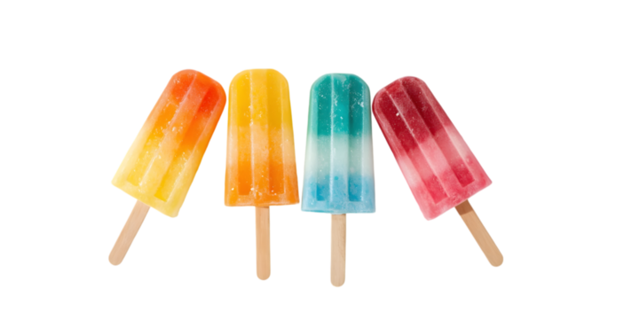 Cool Summer Treats: A vibrant ensemble of ice pops in a range of refreshing colors and flavors, offering a burst of joyful moments under the sun. 
