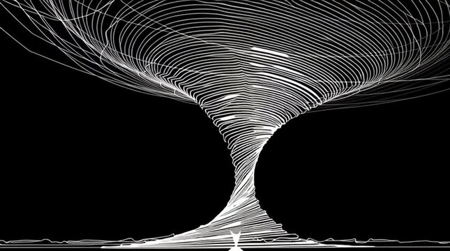 Abstract Spiral Vector Design: Dynamic Black and White Whirlwind Illustration for Modern Digital Art