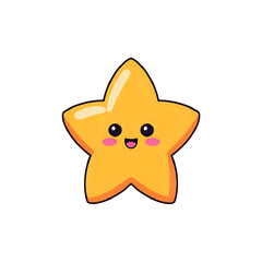 Cute Yellow Star Illustration: Kawaii Anime-Style Star Design for Children's Book, Website, App, and More