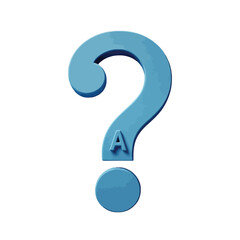 Stylized blue question mark symbol with letter A on white background punctuation