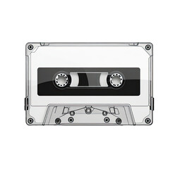Fototapeta premium Transparent Cassette Tape, Studio Shot, 80s Nostalgia, Music Background