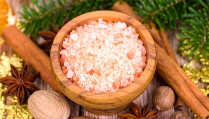 Festive bowl of pink Himalayan salt