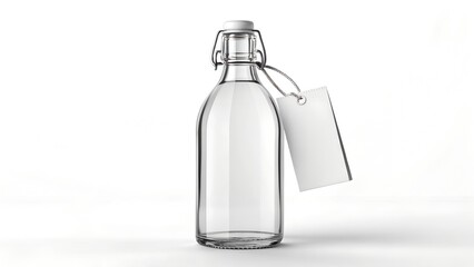 minimalist glass bottle with a blank rectangular label
