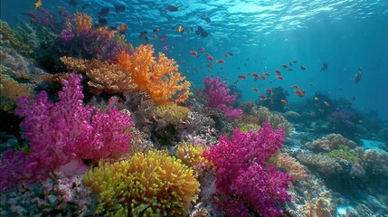 Fototapeta premium A rainbow of vibrant corals & sea anemones below