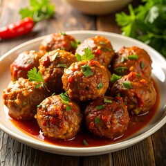Spicy meatballs in sauce