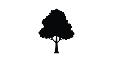 Simple black silhouette of a tree with a rounded canopy and trunk