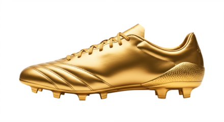 Soccer Shoe made of Gold isolated on white transparent background, Golden Boat Of Football PNG 