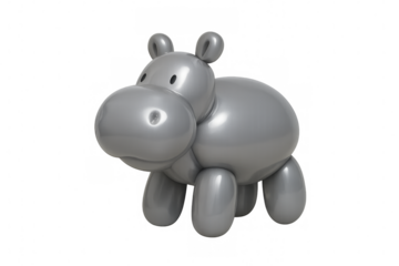 Silver hippopotamus balloon animal toy concept