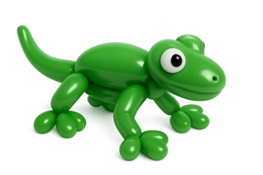 Green balloon animal lizard toy on transparent background