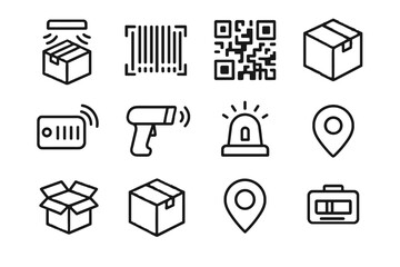 Smart vector closed scanner box barcode code open sensor icon scanning battery