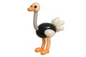 Ostrich balloon animal toy standing transparent background