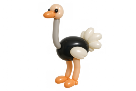 Ostrich balloon animal toy standing transparent background - Powered by Adobe