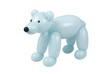 Blue balloon animal polar bear with transparent background