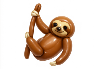 Sloth balloon animal toy hanging on transparent background