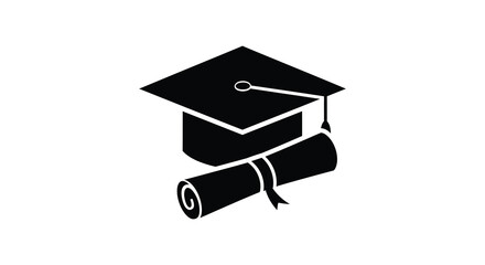 Graduation cap and diploma scroll a symbol of academic achievement