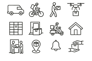 Customer box smart delivery vector receiving package multi modal scooter courier icon