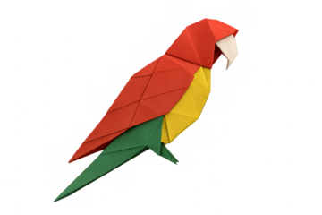Origami parrot bird with colorful folded paper art