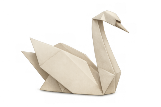 Origami swan art on transparent background - Powered by Adobe