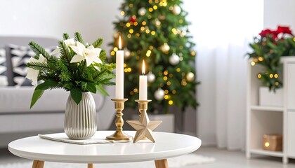 Festive Christmas decor on a coffee table
