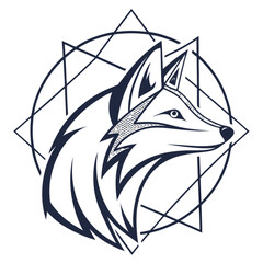 Geometric Fox Portrait Design Abstract Style.