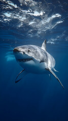 Naklejka premium Exploring the Mysteries an Behaviors of the Great Whte Shark: Apex Predator ofOcean Ecosystems