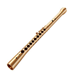 Naklejka premium Golden flute instrument isolated on black background, music, website