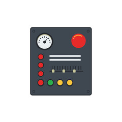 Fototapeta premium Industrial Control Panel with a Pressure Gauge, Multiple Indicator Lights, and Fader Switches for System Operations