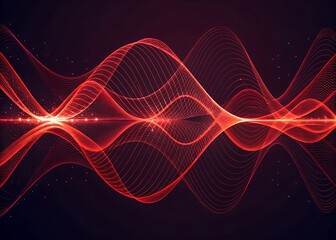 Abstract Red Waveform Visualizing Sound or Energy on a Dark Background