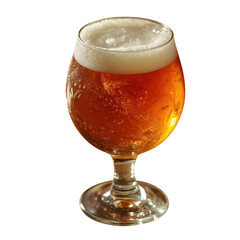 Frothy Refreshment: A tantalizing close-up shot of a beer filled in the glass with frothy foam.