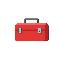 Classic red toolbox illustration for home repair, workshop organization, and professional maintenance equipment storage vector graphic